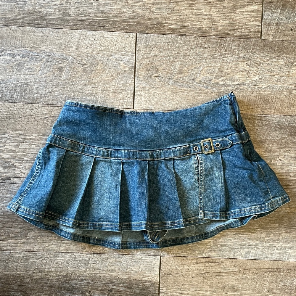 BDG Denim Pleated Micro Mini Skort Y2K Urban Outfitters